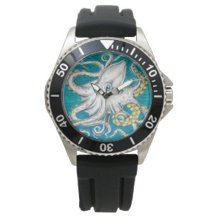 Octopus Tentacles Groene blauwgroen inkt Horloge