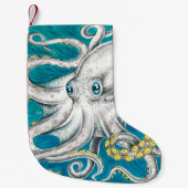 Octopus Tentacles Groene blauwgroen inkt Kleine Kerstsok (Voorkant)