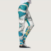 Octopus Tentacles Groene blauwgroen inkt Leggings (Rechts)
