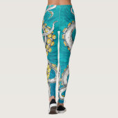 Octopus Tentacles Groene blauwgroen inkt Leggings (Achterkant)