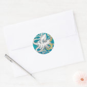 Octopus Tentacles Groene blauwgroen inkt Ronde Sticker (Envelop)