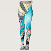 Octopus Tentacles Kraken Retro Stripe Ink Leggings (Voorkant)