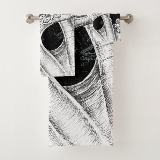 Octopus Tentacles Map Black Bad Handdoek (Insitu)