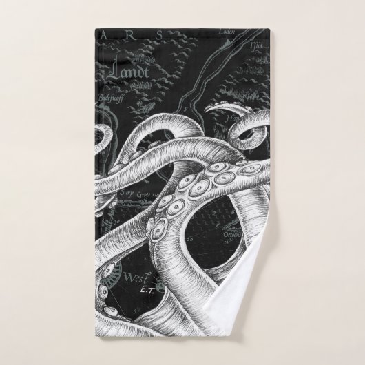 Octopus Tentacles Map Black Bad Handdoek (Handdoek)