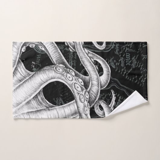Octopus Tentacles Map Black Bad Handdoek (Handdoek)
