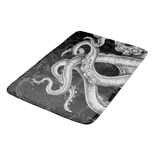 Octopus Tentacles Map Black Badmat (Gekanteld)