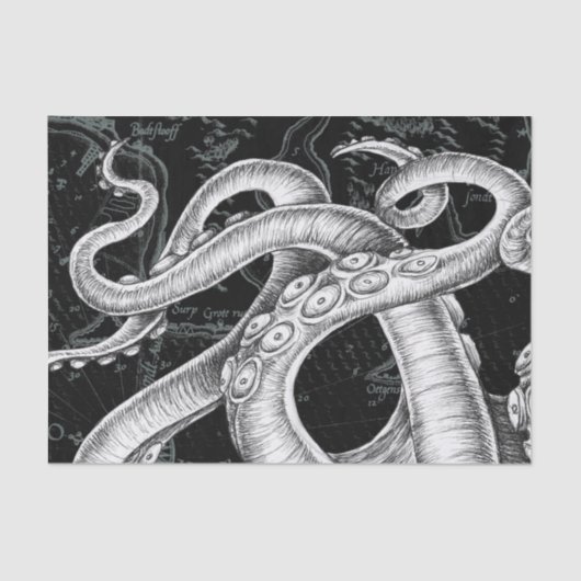 Octopus Tentacles  Map Black Tissuepapier (Voorkant)