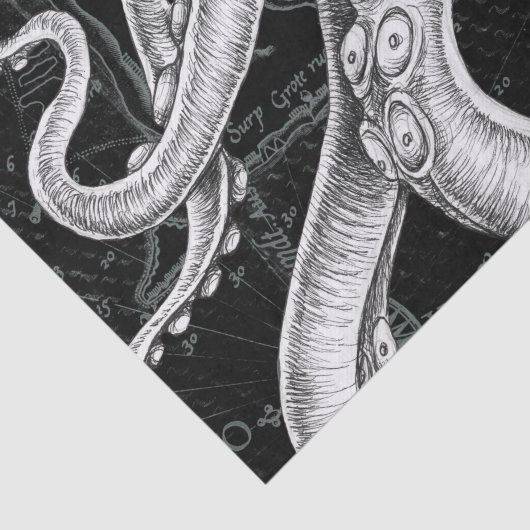 Octopus Tentacles  Map Black Tissuepapier (Detail)