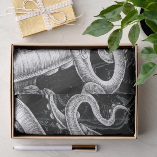 Octopus Tentacles  Map Black Tissuepapier (Geschenk)