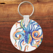 Octopus Tentacles Waterverf Colorful Art Sleutelhanger (Voorkant)