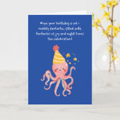 Octopus Tentakel van Joy Whimsy Blue Verjaardag Kaart (Gele Bloem)