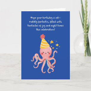 Octopus Tentakel van Joy Whimsy Blue Verjaardag Kaart