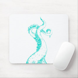 octopus tentakels aqua op witte muismat
