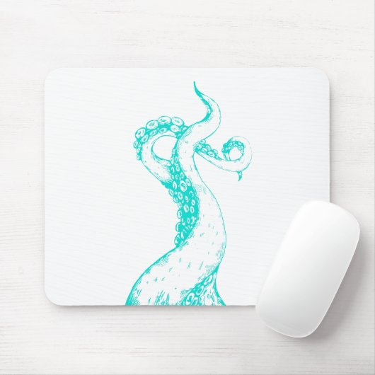 octopus tentakels aqua op witte muismat (Met muis)