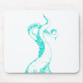 octopus tentakels aqua op witte muismat (Voorkant)