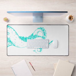 octopus tentakels aqua op witte onderlegger voor b bureaumat