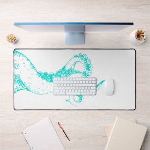 octopus tentakels aqua op witte onderlegger voor b bureaumat