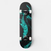 octopus tentakels aqua op zwarte skateboard (Voorkant)