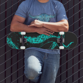 octopus tentakels aqua op zwarte skateboard