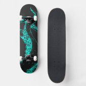 octopus tentakels aqua op zwarte skateboard (Voorkant)