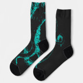 octopus tentakels aqua op zwarte sokken (Links)