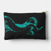 octopus tentakels aqua op zwarte tas (Achterkant)