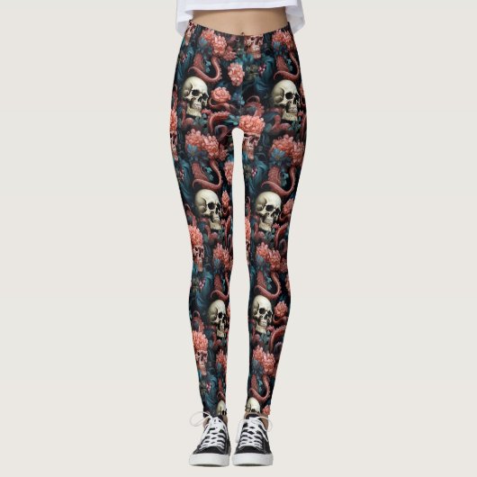 Octopus tentakels en schedels Alternative Gothic Leggings (Voorkant)