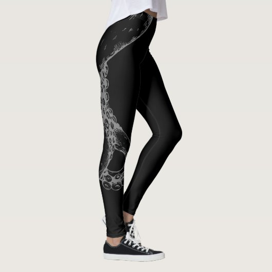 octopus tentakels grijs op zwarte leggingen leggings (Rechts)