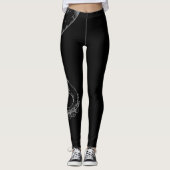 octopus tentakels grijs op zwarte leggingen leggings (Voorkant)