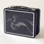 Octopus tentakels grijs op zwarte lunchbox (Achterkant)
