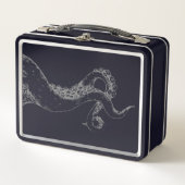 Octopus tentakels grijs op zwarte lunchbox (Voorkant)