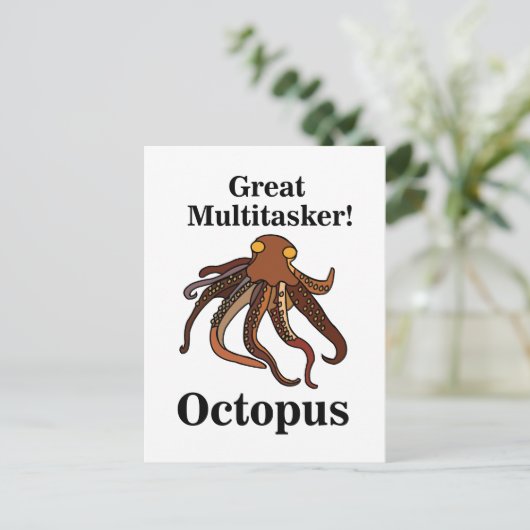 Octopus tentakels multitasker grappig briefkaart (Staand voorkant)