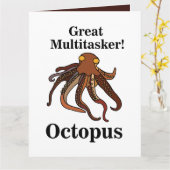 Octopus tentakels multitasker grappige verjaardag kaart (Gele Bloem)