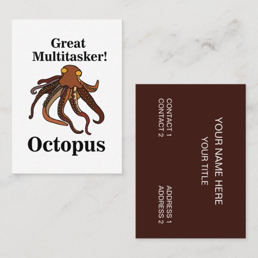 Octopus Tentakels Multitasker Zeewezens Grappig Visitekaartje (Voorkant / Achterkant)