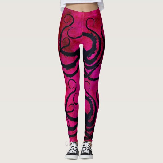 octopus tentakels op warmroze - Leggings (Voorkant)