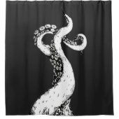 octopus tentakels op zwart douchegordijn (Voorkant)