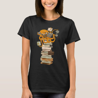 Octopus, thee, koffie en boeken lezen t-shirt