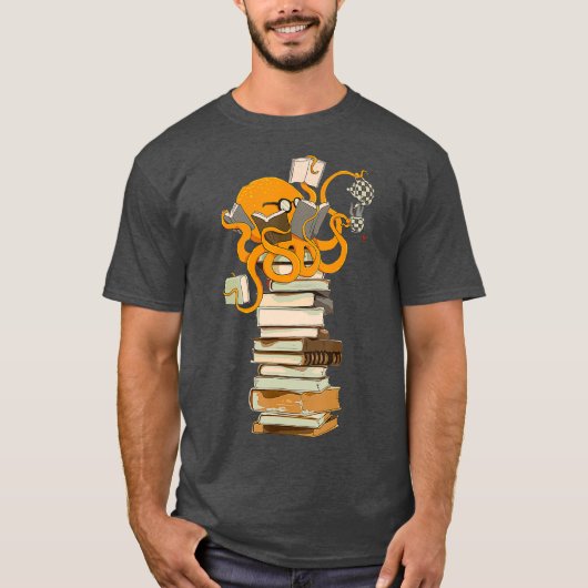 Octopus thee koffie en boekenkgift lezen t-shirt (Voorkant)
