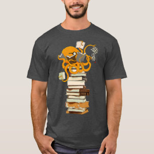 Octopus thee koffie en boekenkgift lezen t-shirt