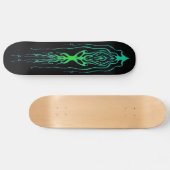 Octopus Tribal Tattoo Squid - groen op zwart Skateboard (Horizontaal)