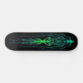 Octopus Tribal Tattoo Squid - groen op zwart Skateboard (Horizontaal)