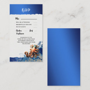 Octopus tropisch oceaanblauw oranje strand advieskaart