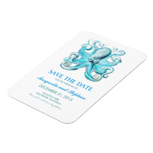 Octopus Turquoise Beach Save the Date Magneet (Linkerzijde)