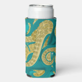 Octopus Turquoise Gouden Blikje Koeler (Seltzer Achterkant)