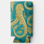 Octopus Turquoise Gouden Blikje Koeler (Voorkant)