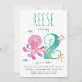 Octopus tweede verjaardag uitnodiging (Voorkant)