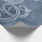 Octopus Twilight Blue Denim Waterverf Art Cadeaupapier (Hoek)