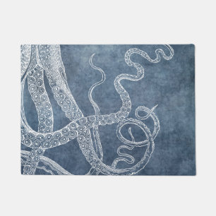 Octopus Twilight Blue Denim Waterverf Art Deurmat