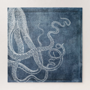 Octopus Twilight Blue Denim Waterverf Art Legpuzzel