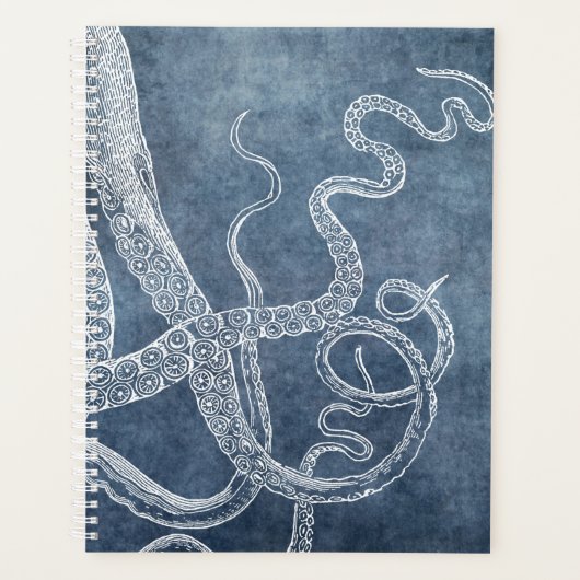 Octopus Twilight Blue Denim Waterverf Art Planner (Voorkant)